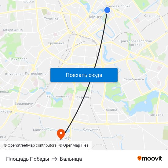 Площадь Победы to Бальніца map
