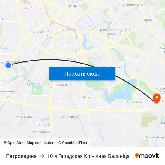 Петровщина to 10-я Гарадская Клінічная Бальніца map