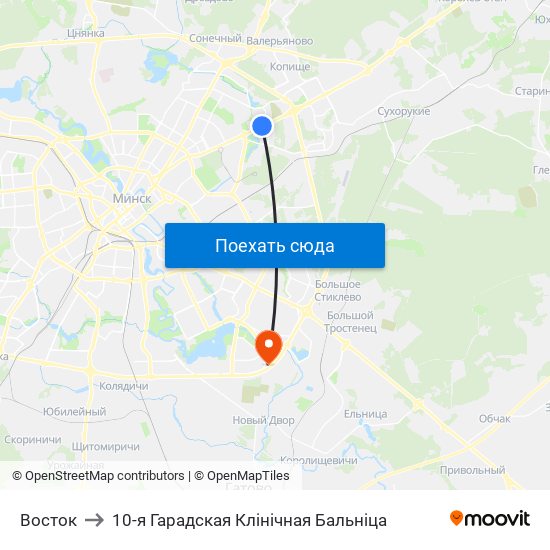 Восток to 10-я Гарадская Клінічная Бальніца map