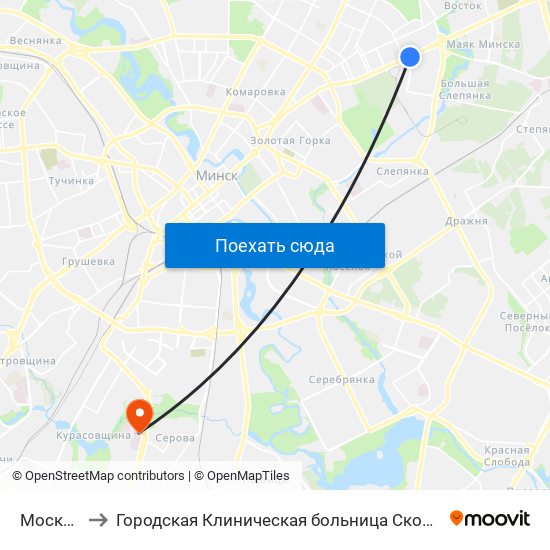 Московская to Городская Клиническая больница Скорой Медицинской Помощи map