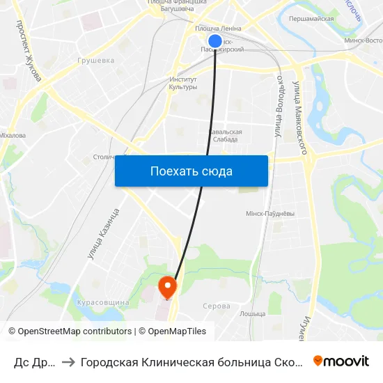 Дс Дружная to Городская Клиническая больница Скорой Медицинской Помощи map