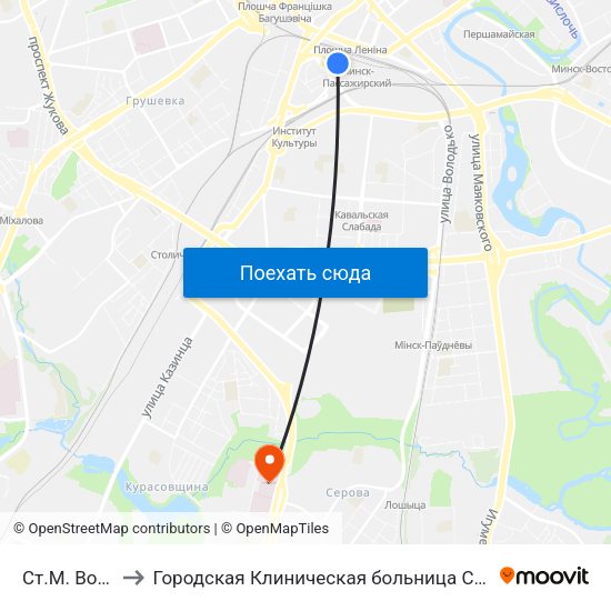 Ст.М. Вокзальная to Городская Клиническая больница Скорой Медицинской Помощи map