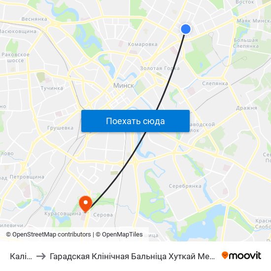 Калініна to Гарадская Клінічная Бальніца Хуткай Медыцынскай Дапамогі map