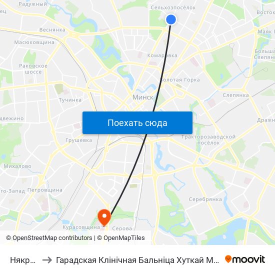 Някрасава to Гарадская Клінічная Бальніца Хуткай Медыцынскай Дапамогі map