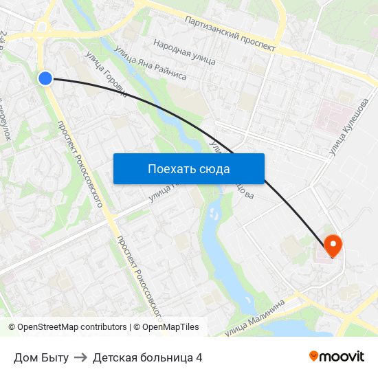Дом Быту to Детская больница 4 map