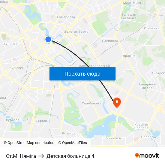 Ст.М. Няміга to Детская больница 4 map
