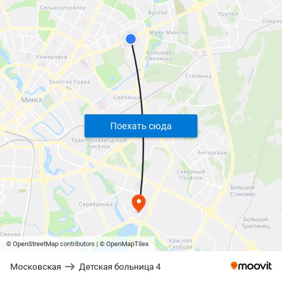 Московская to Детская больница 4 map