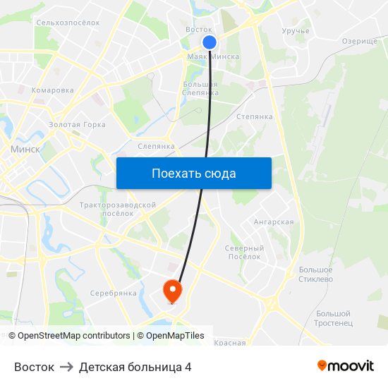 Восток to Детская больница 4 map