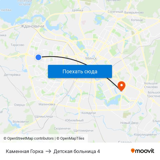Каменная Горка to Детская больница 4 map