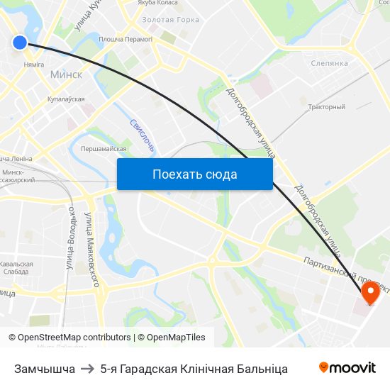 Замчышча to 5-я Гарадская Клінічная Бальніца map