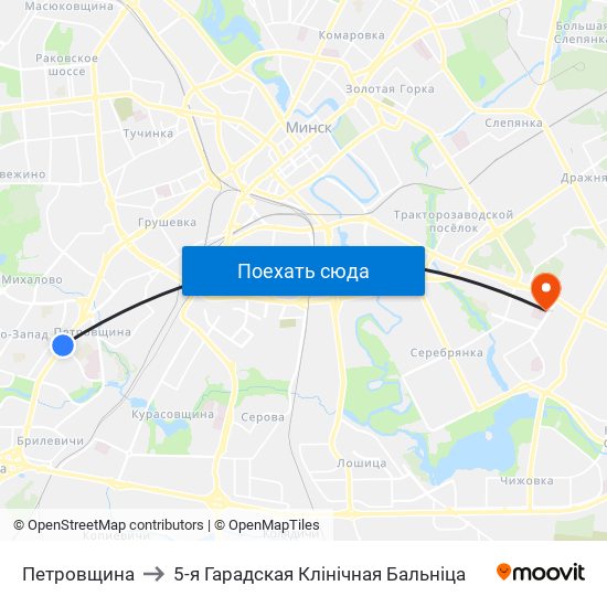 Петровщина to 5-я Гарадская Клінічная Бальніца map