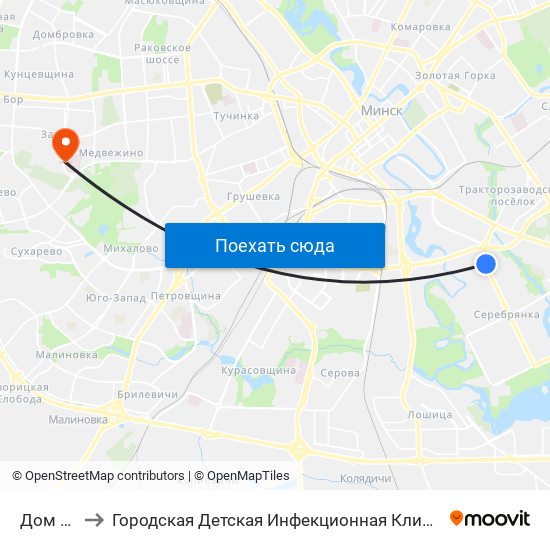 Дом Быту to Городская Детская Инфекционная Клиническая больница map