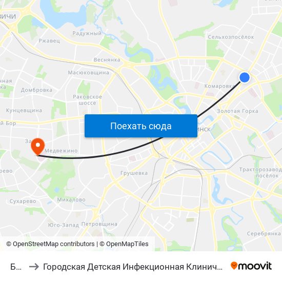 Бнту to Городская Детская Инфекционная Клиническая больница map