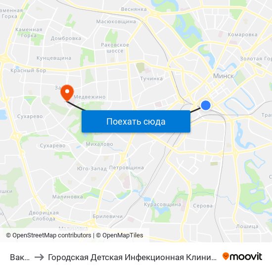 Вакзал to Городская Детская Инфекционная Клиническая больница map