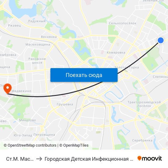 Ст.М. Маскоўская to Городская Детская Инфекционная Клиническая больница map