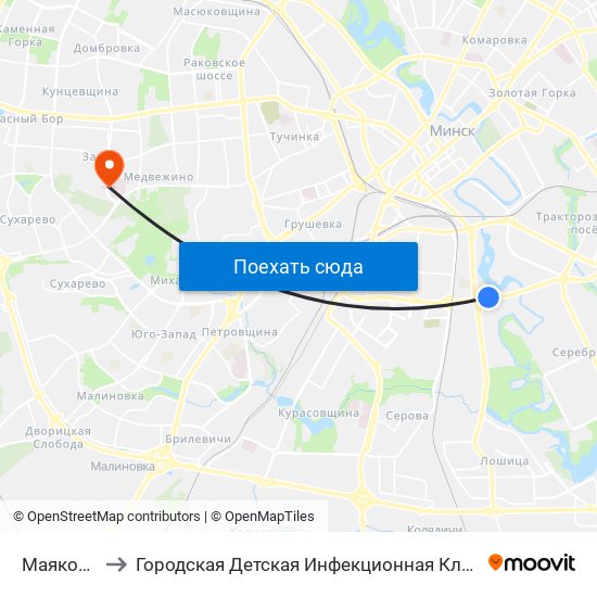 Маякоўскага to Городская Детская Инфекционная Клиническая больница map