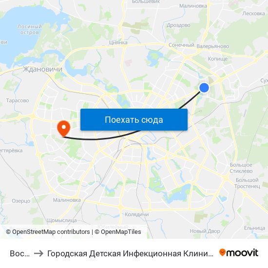 Восток to Городская Детская Инфекционная Клиническая больница map