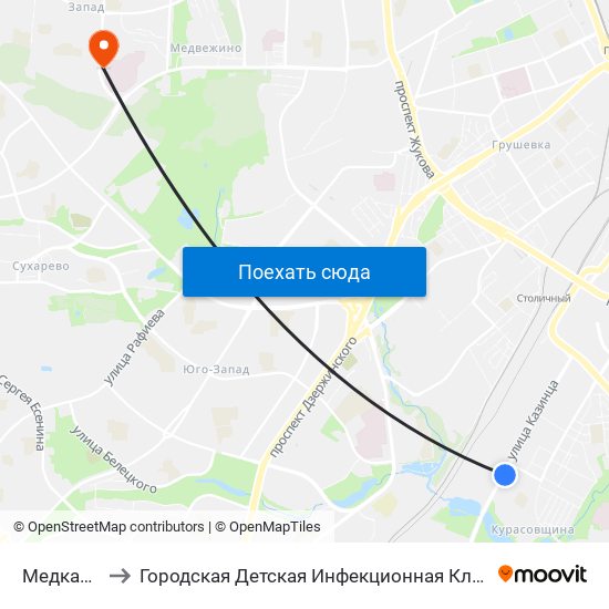 Медкалледж to Городская Детская Инфекционная Клиническая больница map