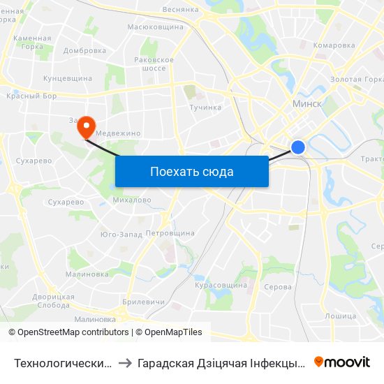 Технологический Университет to Гарадская Дзіцячая Інфекцыйная Клінічная Бальніца map