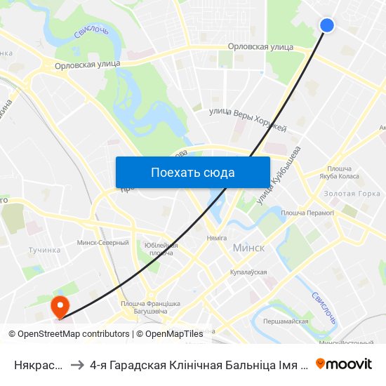 Някрасава to 4-я Гарадская Клінічная Бальніца Імя Саўчанкі map