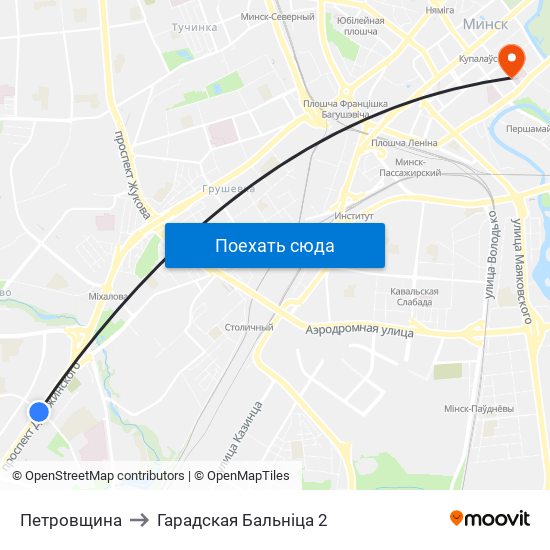 Петровщина to Гарадская Бальніца 2 map