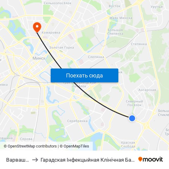 Варвашэні to Гарадская Інфекцыйная Клінічная Бальніца map