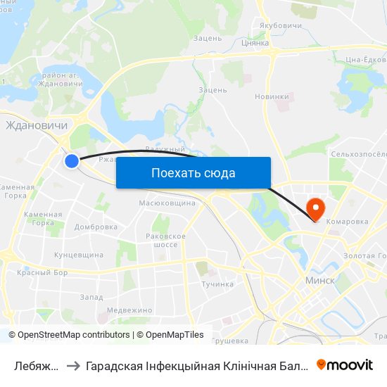 Лебяжий to Гарадская Інфекцыйная Клінічная Бальніца map