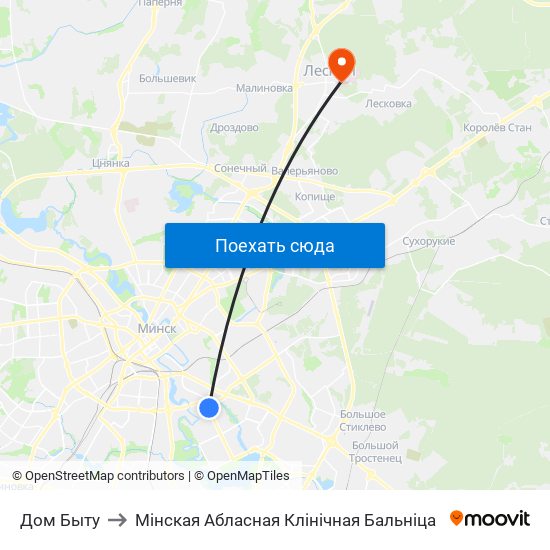 Дом Быту to Мінская Абласная Клінічная Бальніца map