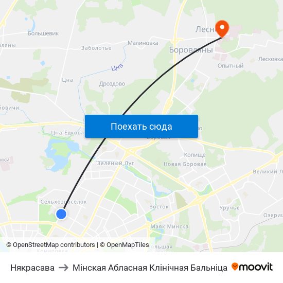 Някрасава to Мінская Абласная Клінічная Бальніца map