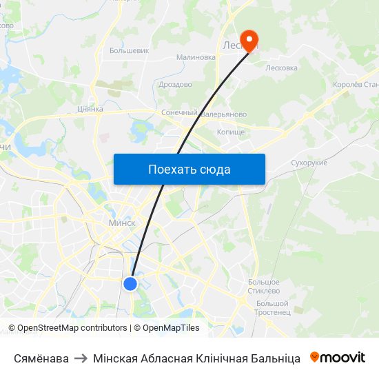 Сямёнава to Мінская Абласная Клінічная Бальніца map