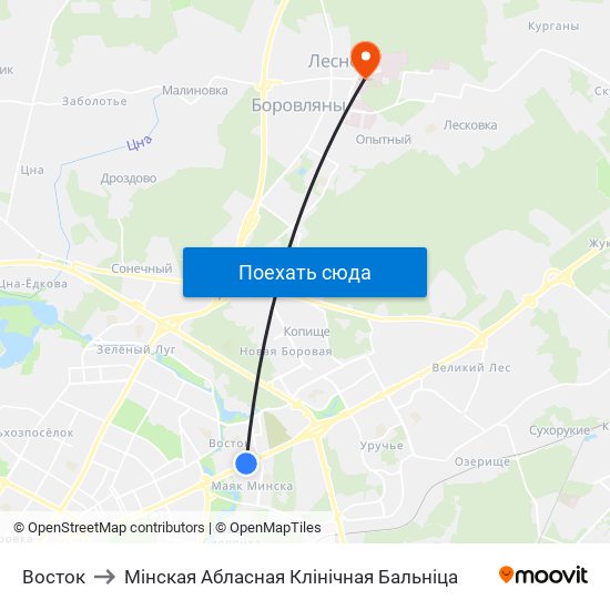 Восток to Мінская Абласная Клінічная Бальніца map