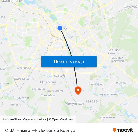 Ст.М. Няміга to Лечебный Корпус map