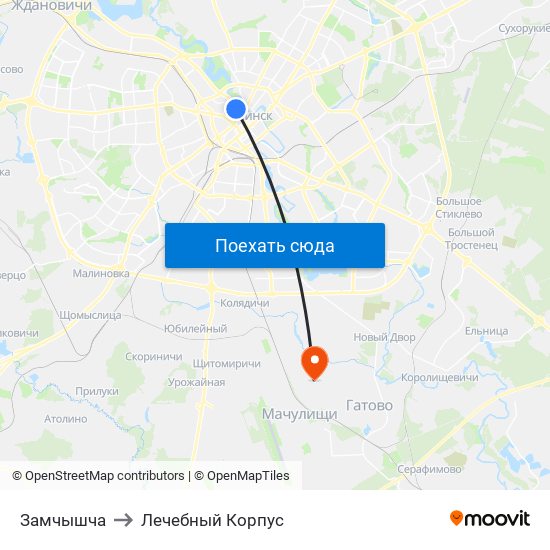Замчышча to Лечебный Корпус map