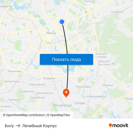 Бнту to Лечебный Корпус map