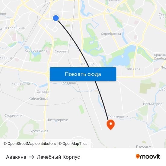 Авакяна to Лечебный Корпус map