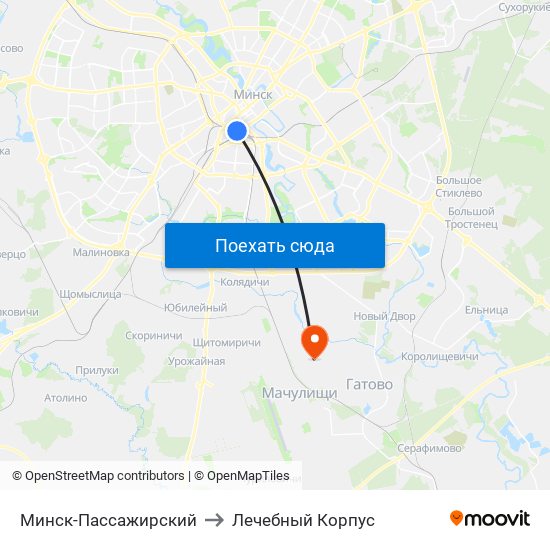 Минск-Пассажирский to Лечебный Корпус map