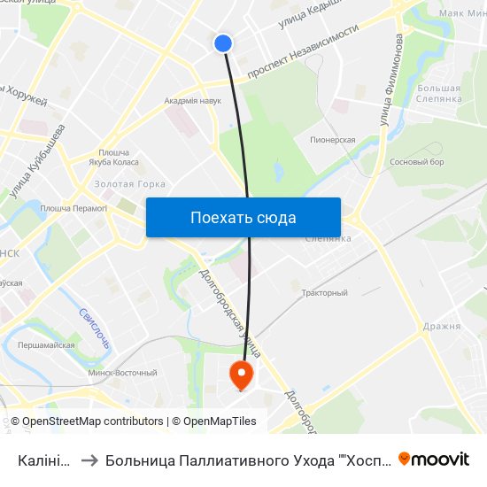 Калініна to Больница Паллиативного Ухода ""Хоспис"" map