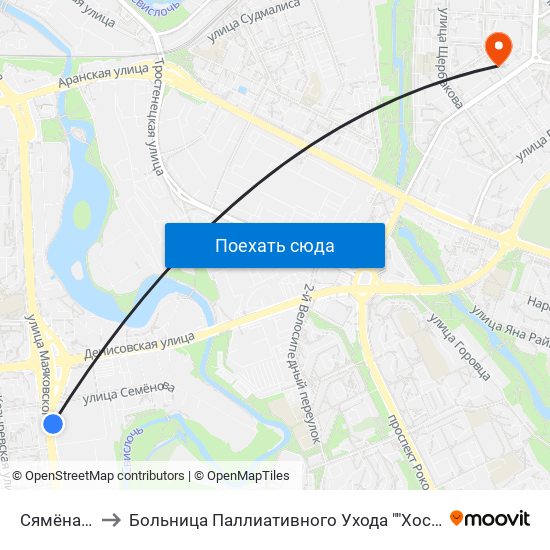 Сямёнава to Больница Паллиативного Ухода ""Хоспис"" map