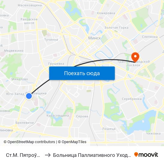 Ст.М. Пятроўшчына to Больница Паллиативного Ухода ""Хоспис"" map