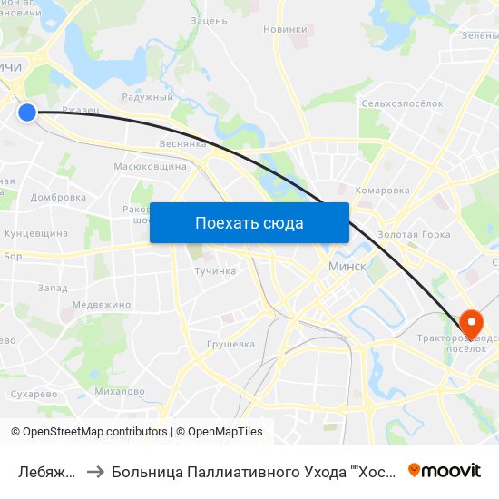 Лебяжий to Больница Паллиативного Ухода ""Хоспис"" map