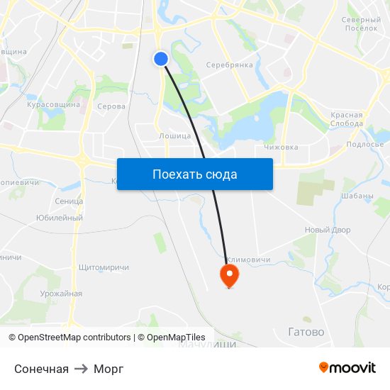 Сонечная to Морг map