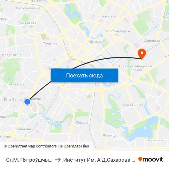 Ст.М. Пятроўшчына to Институт Им. А.Д.Сахарова Бгу map