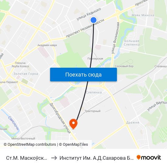 Ст.М. Маскоўская to Институт Им. А.Д.Сахарова Бгу map