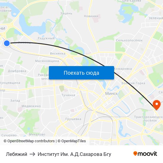 Лебяжий to Институт Им. А.Д.Сахарова Бгу map