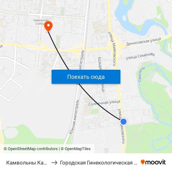 Камвольны Камбінат to Городская Гинекологическая Больница map