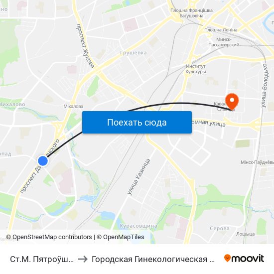 Ст.М. Пятроўшчына to Городская Гинекологическая Больница map