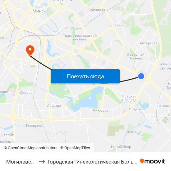 Могилевская to Городская Гинекологическая Больница map