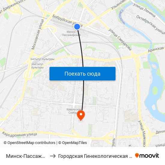 Минск-Пассажирский to Городская Гинекологическая Больница map