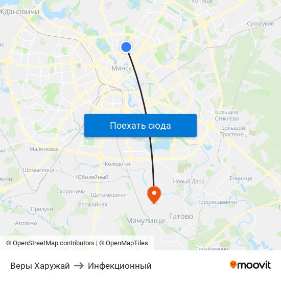 Веры Харужай to Инфекционный map