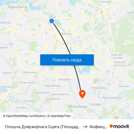 Плошча Дзяржаўнага Сцяга (Площадь Государственного Флага) to Инфекционный map